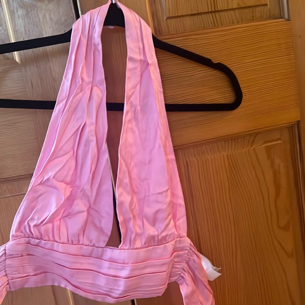 Zara pink plunge blouse